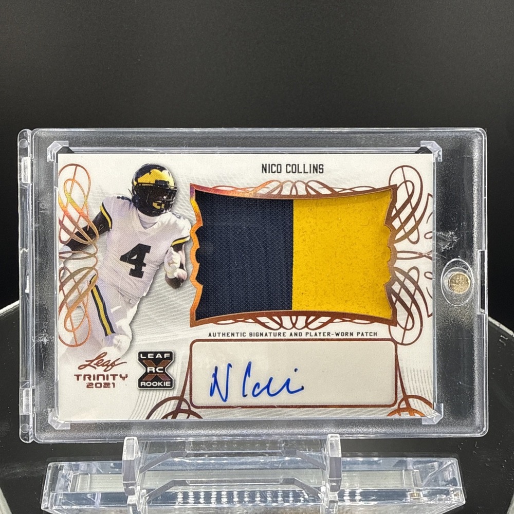 Nico Collins RC Rookie Patch Auto 2021 Leaf Trinity (Houston Texas)